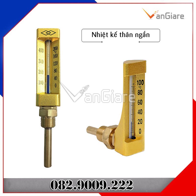 Nhiệt kế công nghiệp, nhiệt kế chân thẳng, nhiệt kế góc L đồng DK dùng cho HVAC, lò hơi