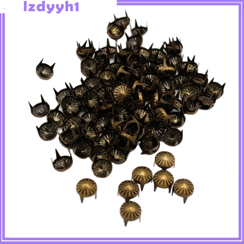 JoyDIY 100 pcs Antique Bronze DIY Nailhead Round Dome Studs Leathercraft Rivet 9mm