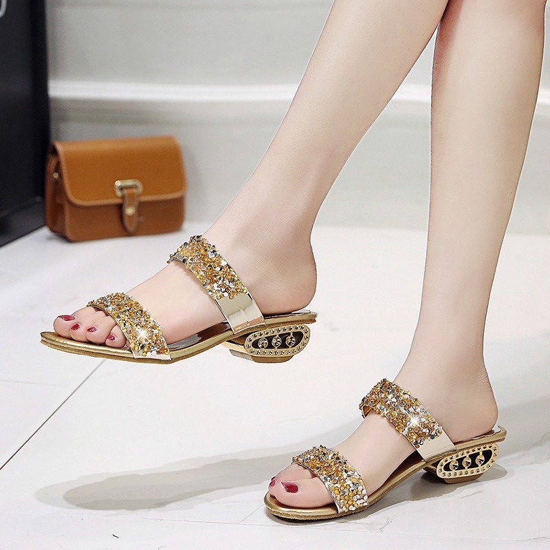 Dép Sandal Da Đế Vừa Phối Kim Sa Thời Trang Mùa Hè Cho Nữ Size 34-41 00975