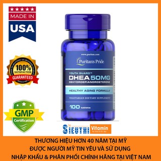 [CHÍNH HÃNG] Viên uống chống lão hóa DHEA tăng cường sinh lý, hỗ trợ sinh sản nam và nữ Puritan's Pride
