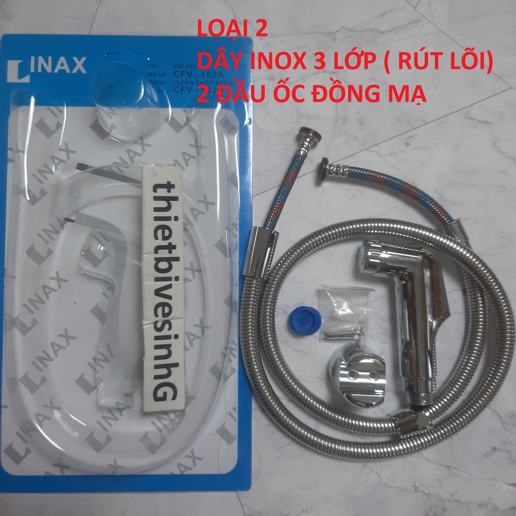Bộ xịt vệ sinh INAX Inox đầu vòi xịt và dây ti đồng- bộ xịt toilet Linax