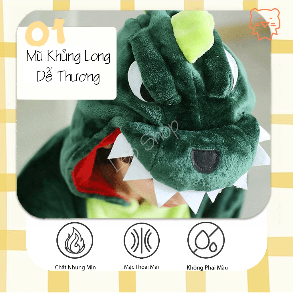 Bộ Khủng Long Cho Bé và Người Lớn (Khủng Long Xanh, Đỏ, Hồng, Cam, Tím) LEO SHOP