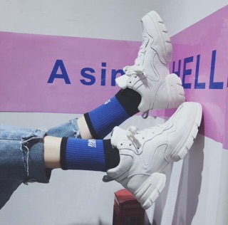 Giày Sneaker Trắng Nữ Mới Đế 4.5cm ( ảnh thật cuối )