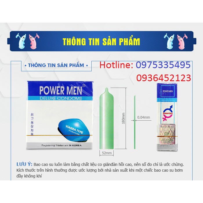 [RẺ VÔ ĐỊCH] Bao Cao Su Powermen Xanh Viagra  hộp 12 chiếc chống Xuất Tinh Sớm &amp; Kéo Dài Thời Gian Quan Hệ