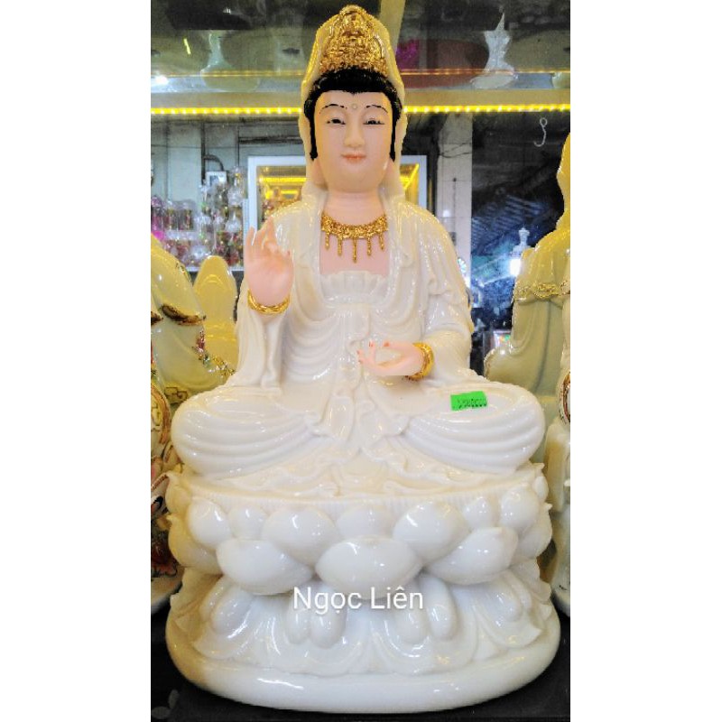 Tượng Phật Quan Thế Âm Bồ Tát đá trắng