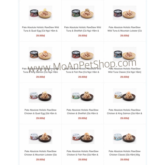 Pate dinh dưỡng cho cún mèo Absolute Holistic RawStew 80g
