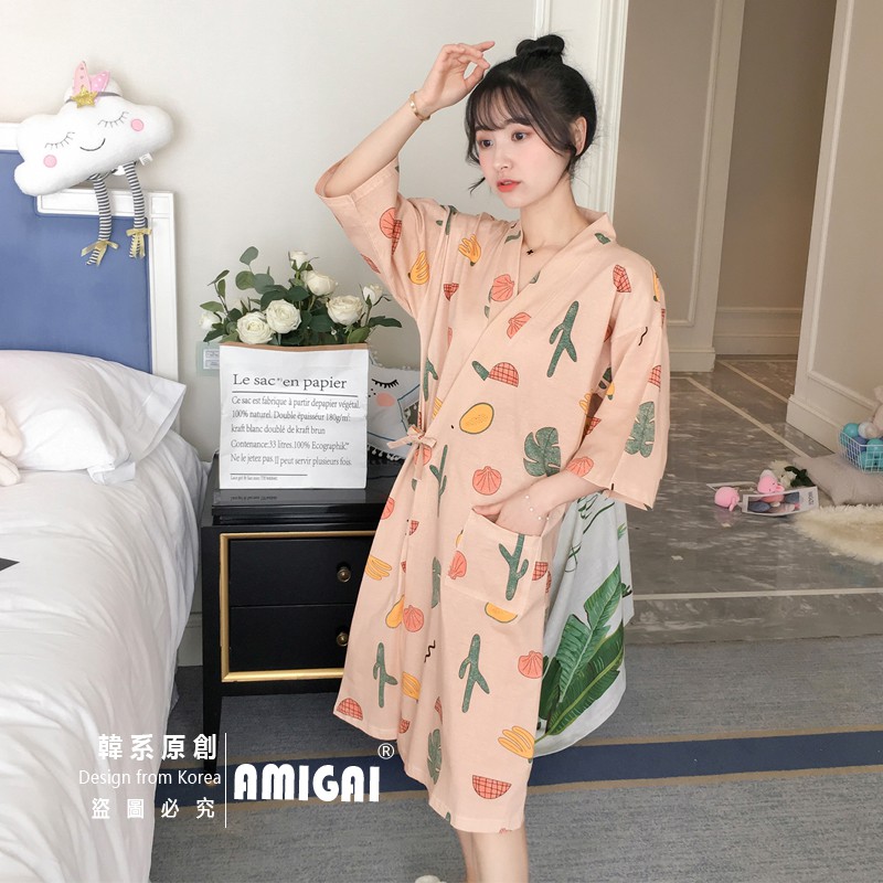 Áo Choàng Ngủ Kiểu Kimono Nhật Bản Thiết Kế Xinh Xắn Cho Nữ