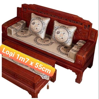 Bộ 3 tấm (1 tấm dài 2 tấm ngắn) Đệm ghế,Thảm ghế gỗ loại 1m7x 55cm mẫu màu nâu