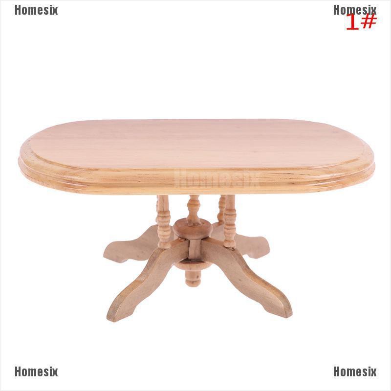 [HoMSI] 1:12 Dollhouse Miniature Furniture Wooden Dining Table Doll House Decoration Toy SUU