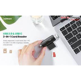 Đầu đọc thẻ nhớ SD/TF 2 trong 1 USB-A &amp; USB-C Ugreen 80191