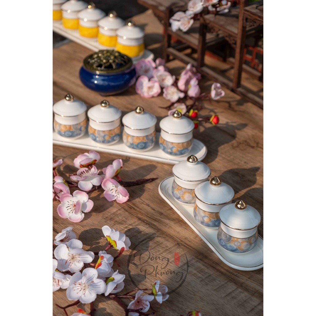 [ĐỒ THỜ CÚNG] CHUNG NƯỚC CÚNG SỨ TRẮNG VÂN XANH NGỌC CAO CẤP