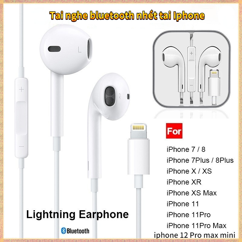 Tai nghe dây IP táo chân dẹt siêu trầm,âm thanh to sống động,tai nghe táo X/Xs max/11/12/13/8/7/6 Bảo hành 12 tháng