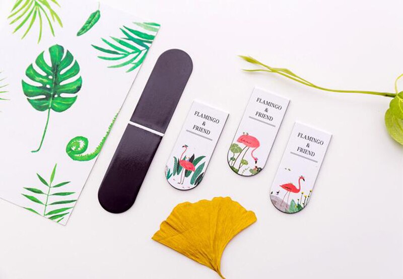 Thẻ đánh dấu sách bằng nam châm họa tiết chim hồng hạc đa năng tiện dụng