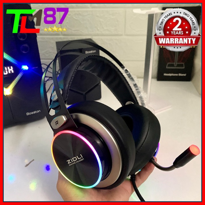 Tai Nghe Gaming Đèn LED RGB Có Mic Headphone Chụp Tai ZIDLI ZH20 - Tay Nghe Nhạc Máy Vi Tính PC Laptop Game Thủ Có Dây