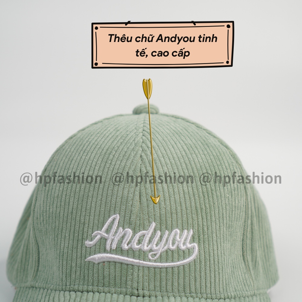 Mũ lưỡi trai ❤️ Nón kết thêu hình chữ Andyou chất nhung tăm cao cấp form unisex nam nữ N53 - Happy Style