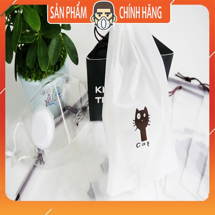 Túi Đựng Khẩu Trang Nhựa Trong Suốt Kích Thước 16X20Cm Hình Gấu Và Mèo Dễ Thương Tiện Lợi