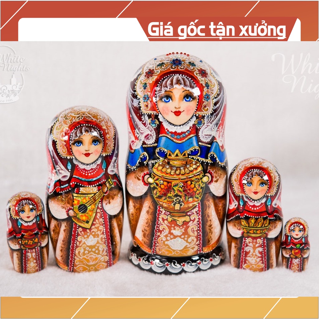 SIÊU PHẨM BÚP BÊ NGA MATRYOSHKA "CÔ DÂU NGA" 5 LỚP CAO CẤP CỦA WORK ART "WHITE NIGHT" TẠI TP. SAINT PETERSBURG LB NG