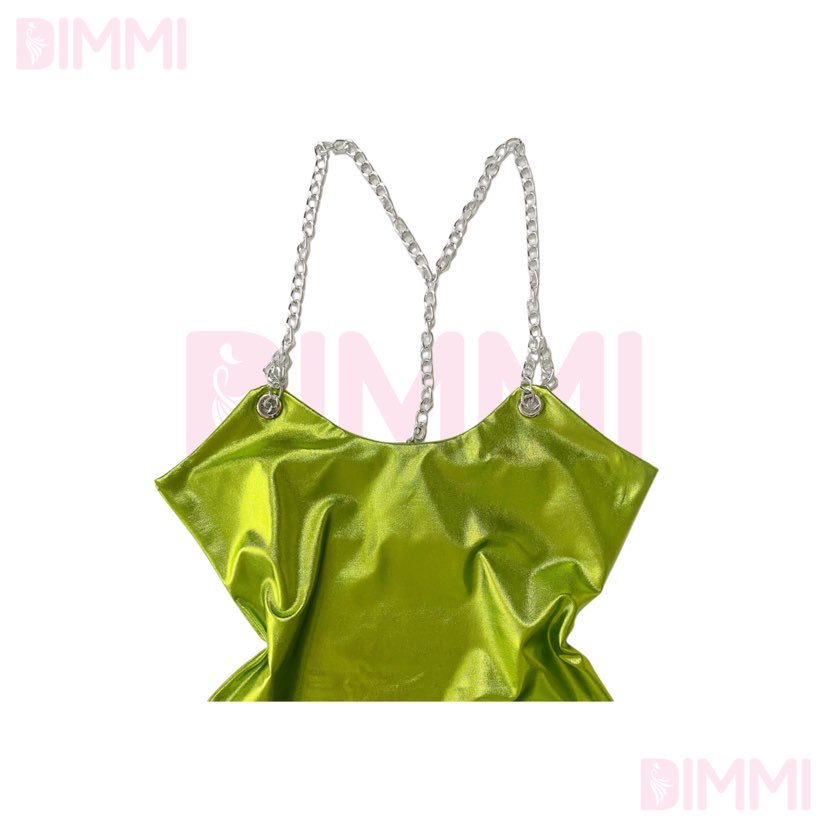 Đầm Da Vinyl Bóng Xanh Lá