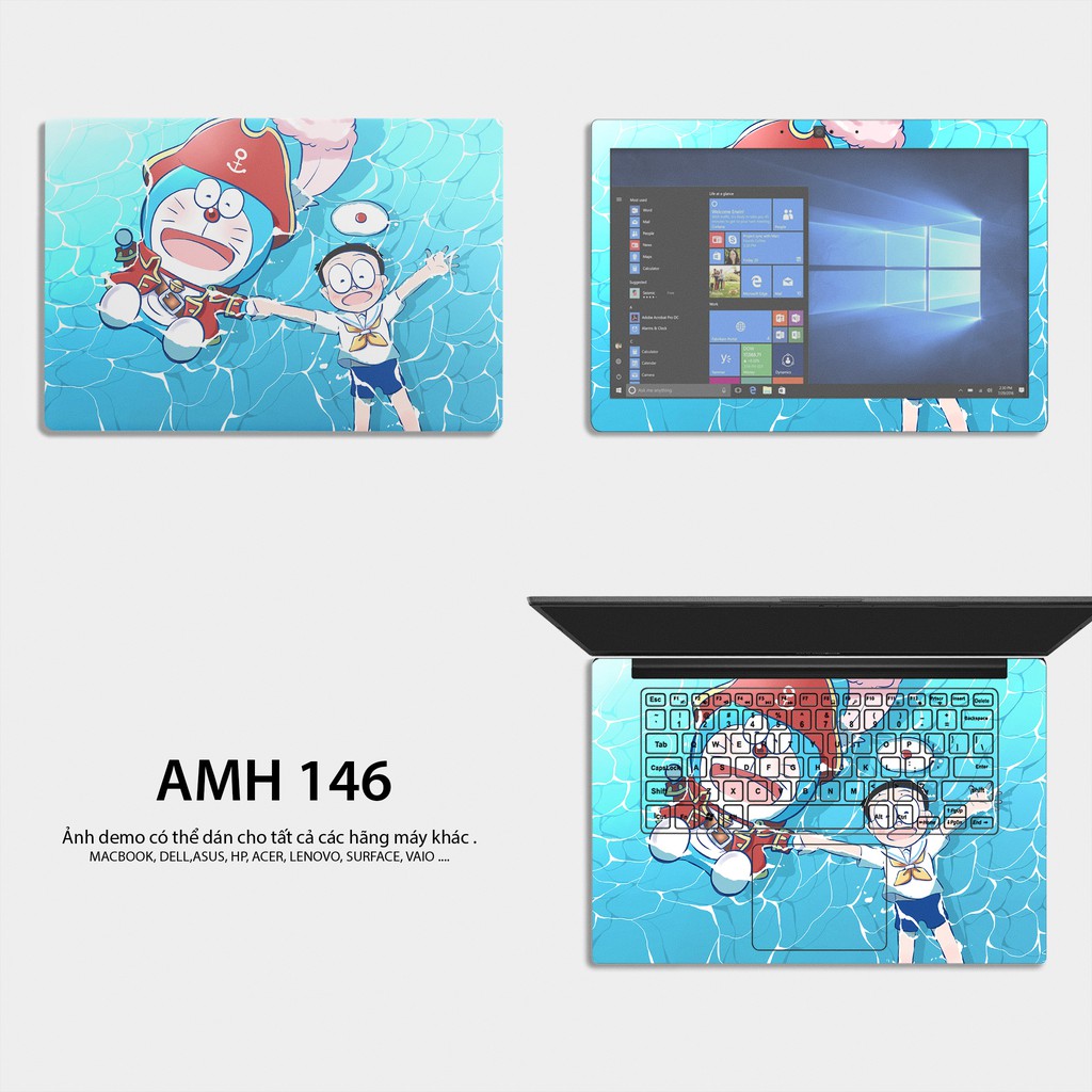 Bộ skin dán laptop mẫu Doraemon / Có mẫu decal dán cho tất cả các hãng máy tính