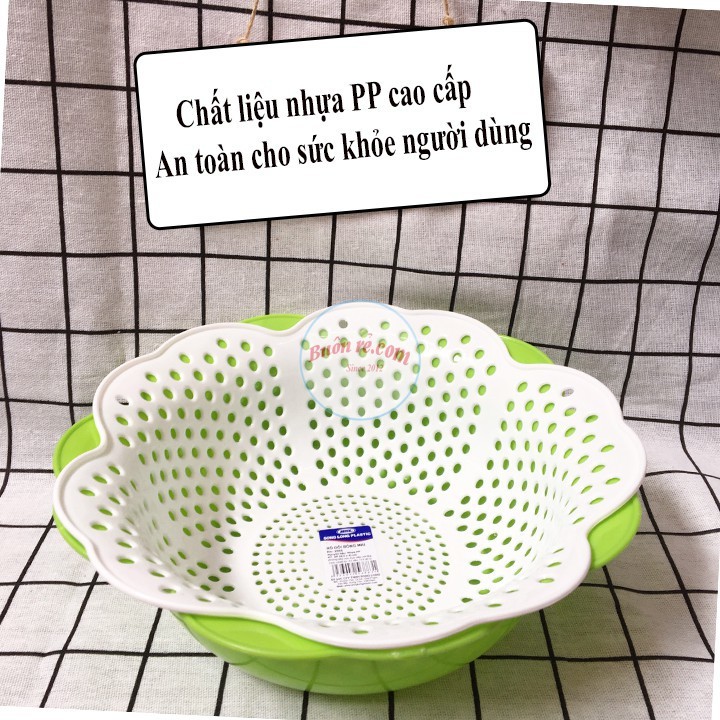 Rổ Nhựa Hoa Mai 24x9cm Không Phai Màu, Ráo Nước Nhanh Chóng