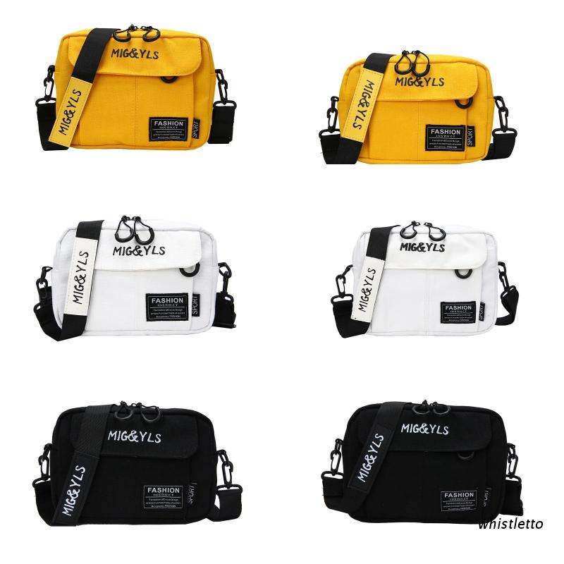 Túi Đeo Chéo Vai Vải Canvas Màu Vàng/Trắng/Đen Thời Trang Cho Nữ