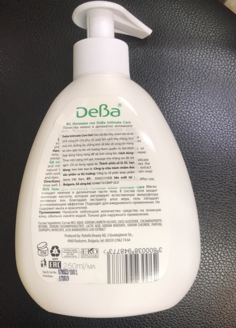 [ Kèm Quà Tặng ]  Gel vệ sinh phụ nữ Deba Intimate care Gel - Gel Lô Hội 250 ml/ Bulgaria