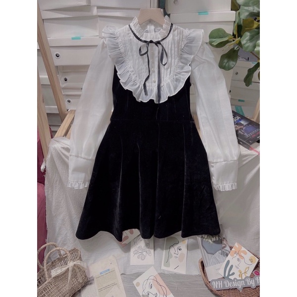 VÁY NHUNG PHỐI TƠ BÈO ĐÍNH NƠ