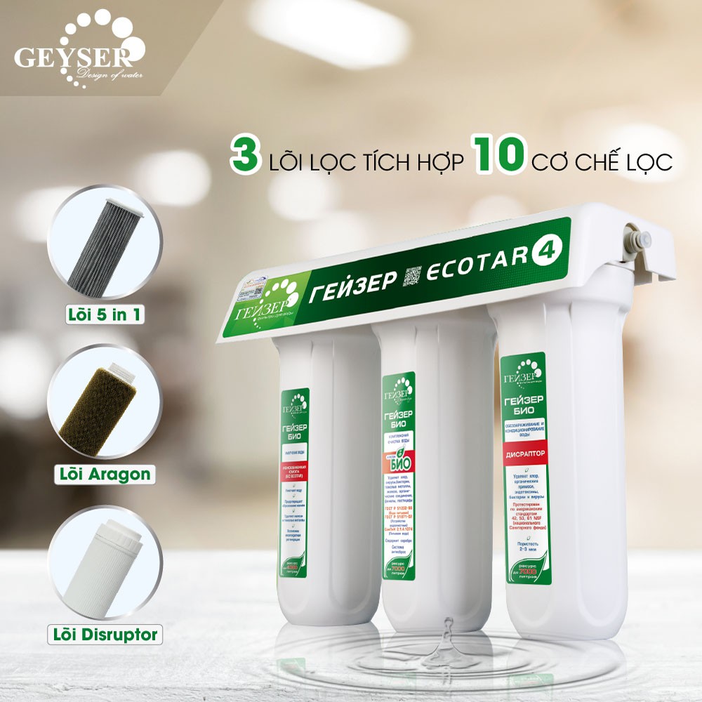 Bộ 3 Lõi Lọc Máy Lọc Nước Geyser Ecotar 4 Nhập Khẩu Liên Bang Nga - Thế Giới Lọc Nước Ecofast