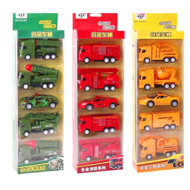 Set 5 ô tô chạy đà bằng hợp kim kết hợp nhựa