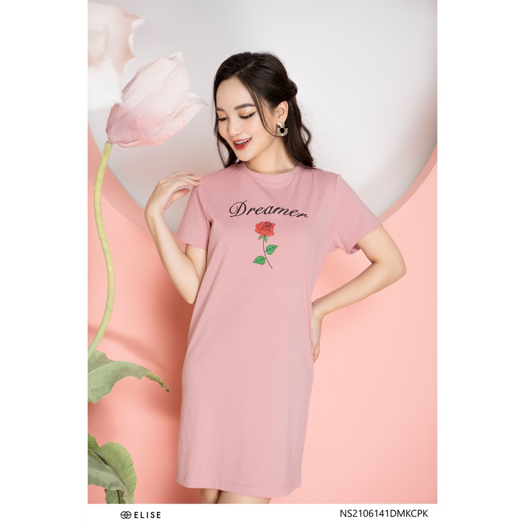 Đầm thun hồng in hoa NS2106141DMKCPK