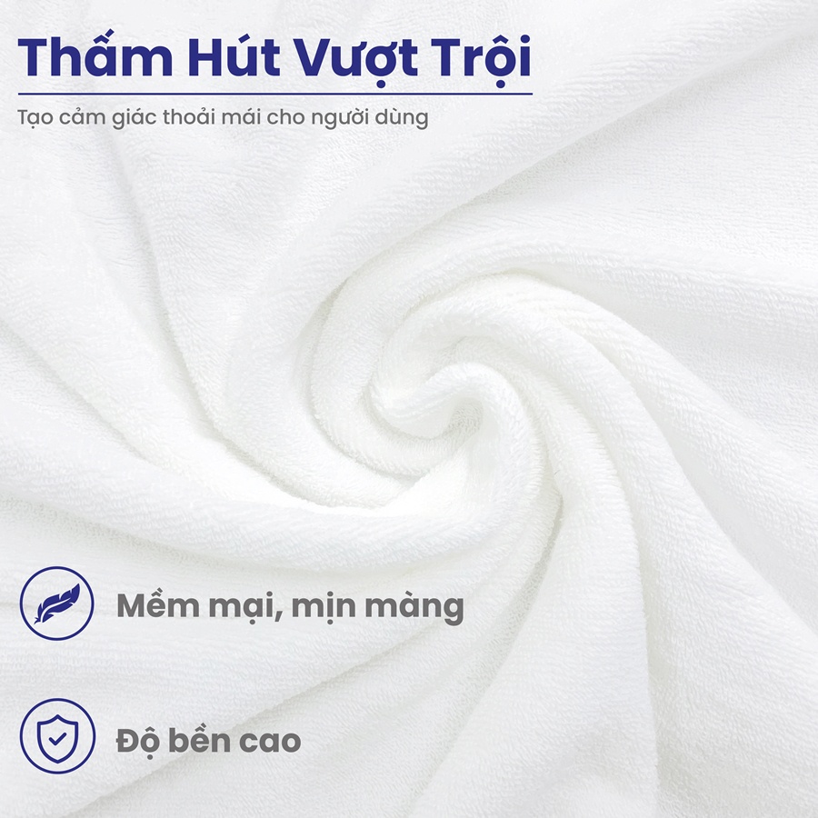 Khăn mặt khách sạn 5 sao – Khăn Cotton 100% - Sợi bông cao cấp – Sợi se đôi – Thấm hút tốt – Kích thước 34 x 70 cm