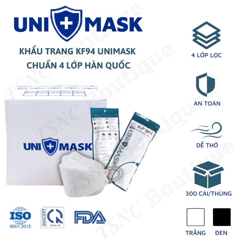 Khẩu trang KF94 Unimask 4D hàng công ty, cao cấp chuẩn Hàn Quốc, kháng khuẩn, kháng bụi mịn