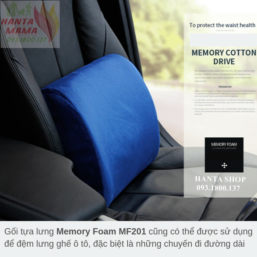 [Cao su non] Gối tựa lưng văn phòng Foam Memory FM201 [Chuyên dụng đau mỏi lưng]