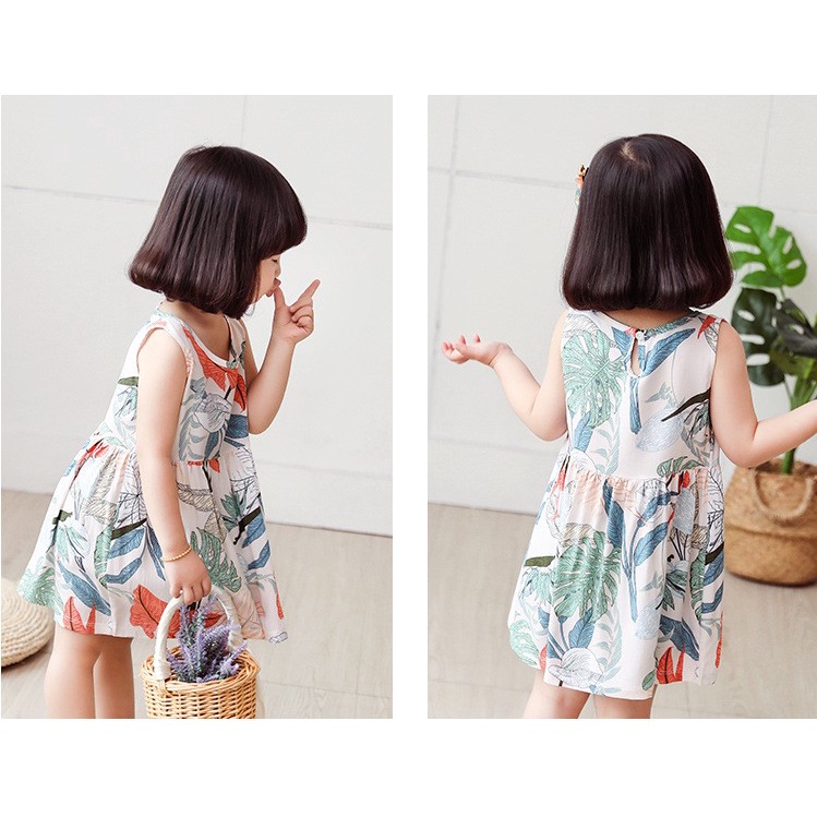 Váy lanh sát nách cho bé gái mềm mát, nhiều họa tiết đáng yêu, size 10 - 30 kg (Link 2)