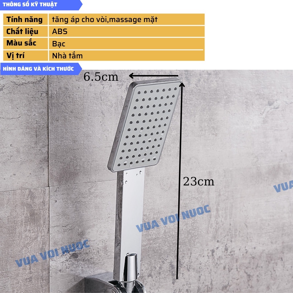 Vòi hoa sen tăng áp massage mặt hình vuông VVN127