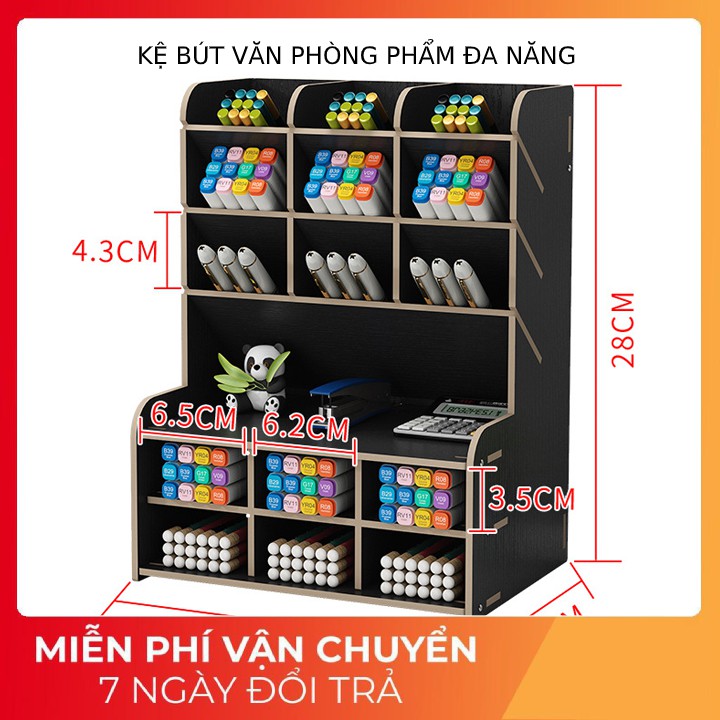 Hộp Đựng Bút Nhiều Ngăn Kệ Gỗ Để Bàn Hộp đựng bút kệ cắm bút viết vẽ để bàn gỗ văn phòng phẩm