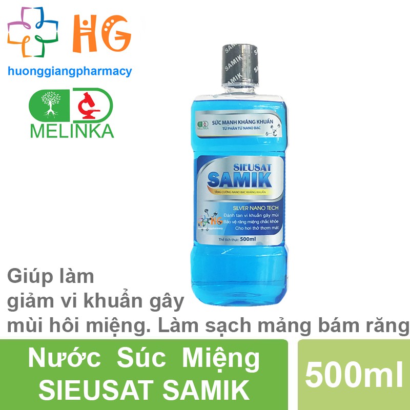 Nước Súc Miệng Sieusat Samik - Giúp làm giảm vi khuẩn gây mùi hôi miệng. Làm sạch mảng bám răng (Chai 500ml)