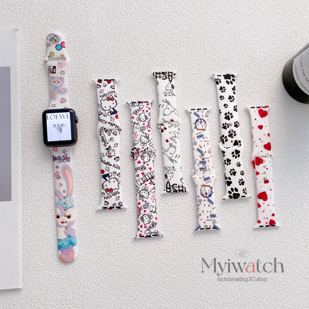 Dây Đeo Silicon Mềm Hoạt Hình Cho Đồng Hồ Thông Minh Apple Watch serise 7 6 SE 4 5 45mm 41mm 44mm 40mm series 3 2 1 38mm 42mm