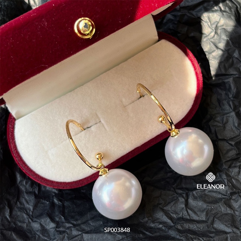Bông tai nữ ngọc trai nhân tạo Eleanor Accessories viền cong chữ C phụ kiện trang sức 3848