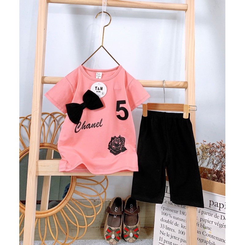 Bộ nơ 5 kèm quần legging cute cho bé gái - BN5