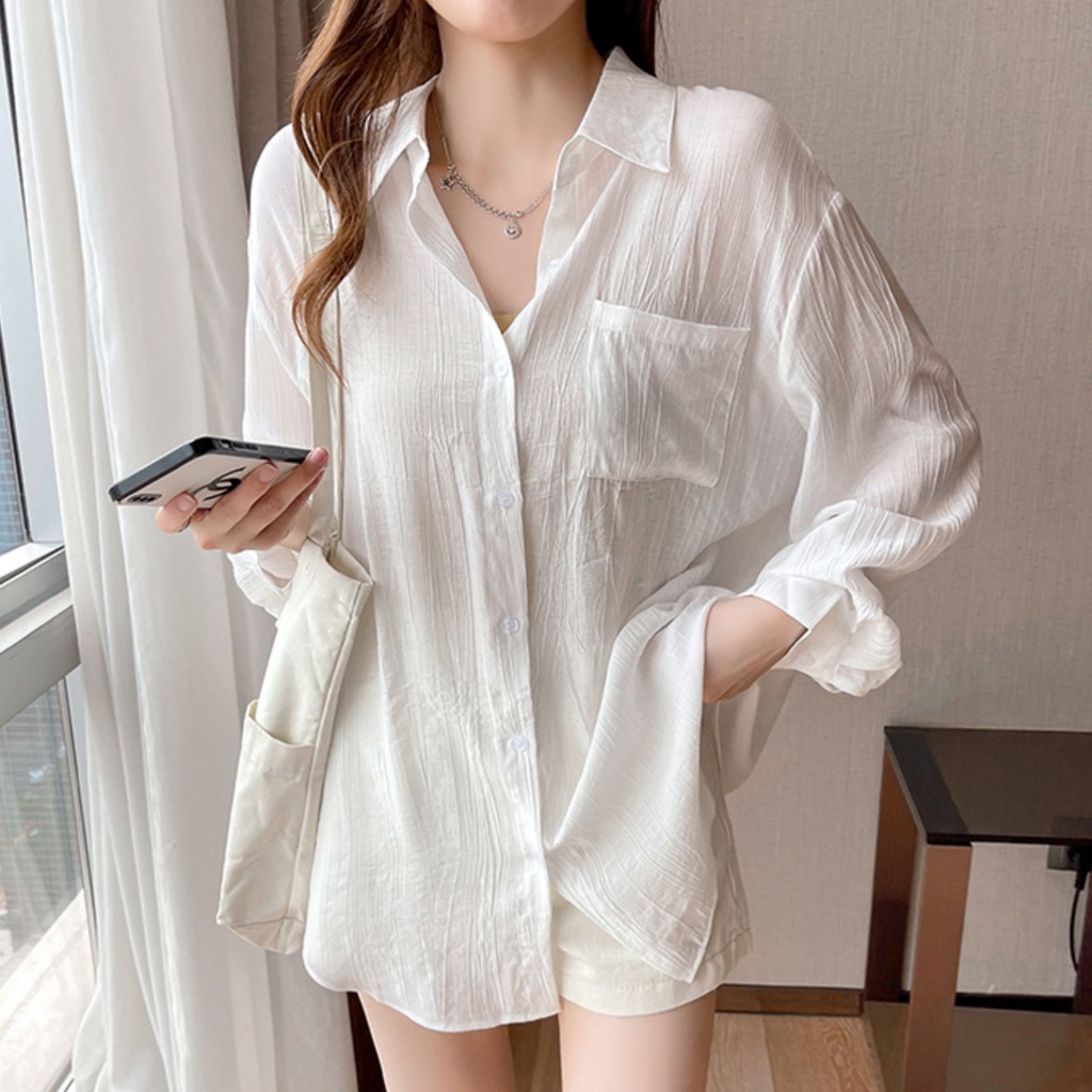 SUXI Áo Sơ Mi Tay Dài Chống Nắng Màu Sắc Thời Trang Mùa Hè Dành Cho Nữ