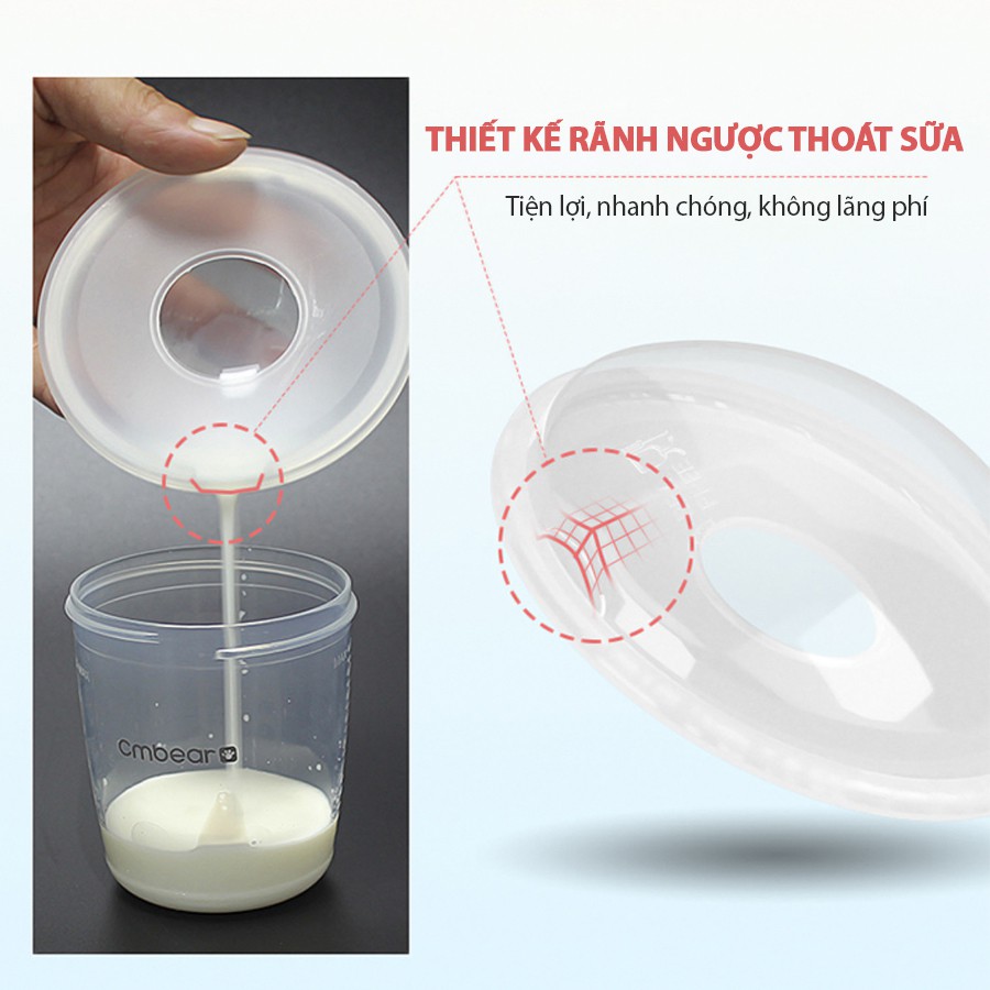 Phễu hứng chống tràn sữa CMBEAR cho các bà mẹ bỉm sữa - Thiết kế rãnh ngược tiện lợi - CMB04