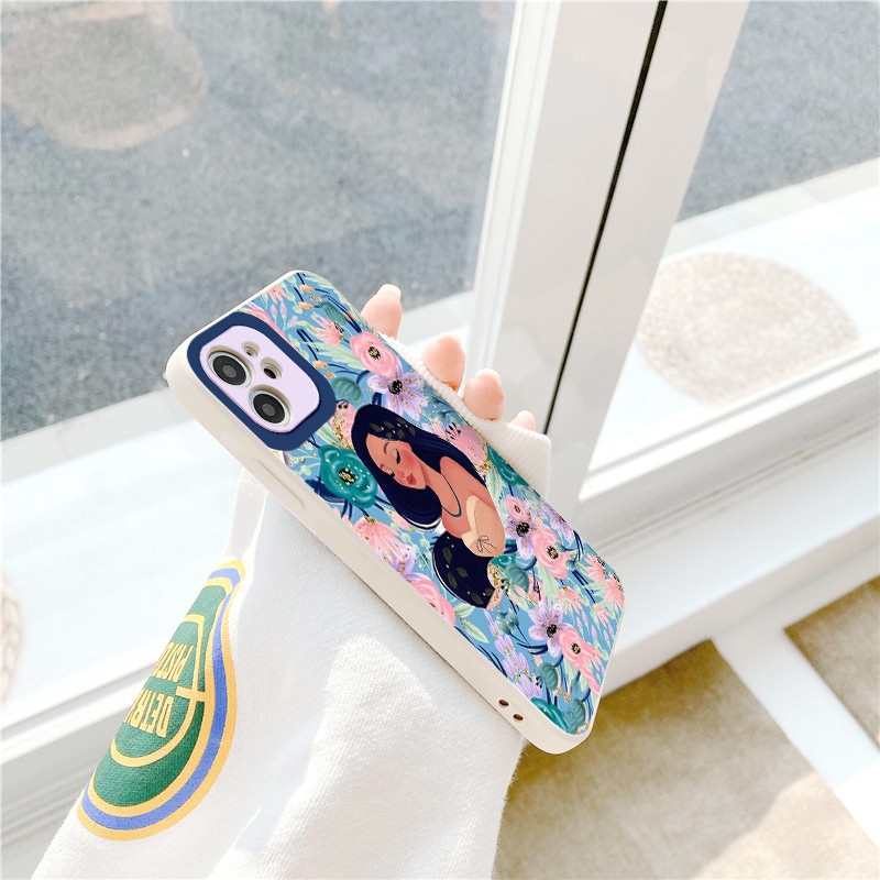 Ốp lưng iphone Cô gái yêu hoa ốp dẻo cạnh vuông ip 6splus/7/7plus/8/8plus/x/xr/xs/11/12/pro/max/plus/13promax tr408