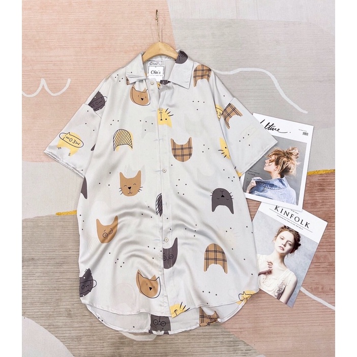 Váy ngủ sơmi pijama lụa mỏng nhẹ hoạ tiết đáng yêu hot trend 2021 | BigBuy360 - bigbuy360.vn