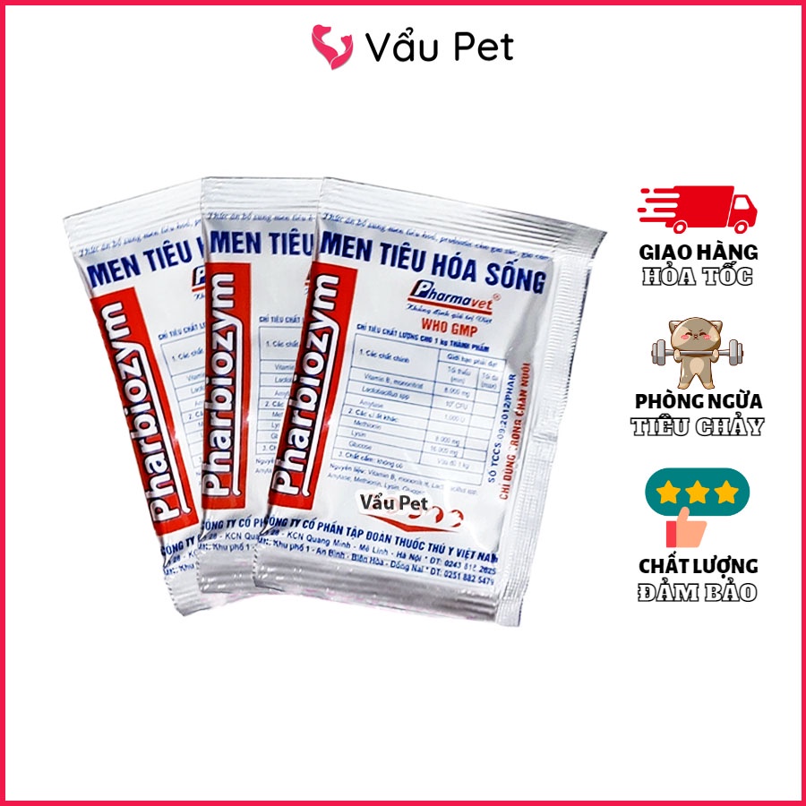 Men Tiêu Hóa Cho Chó Mèo Pharbiozym Gói Men Tiêu Hóa Chó Mèo Vẩu Pet Shop