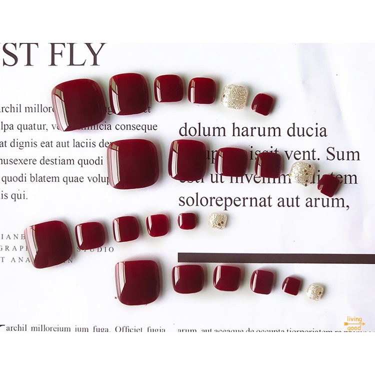 Set 24 Miếng Dán Móng Chân Giả Ngắn Nhiều Màu Sắc Thời Trang