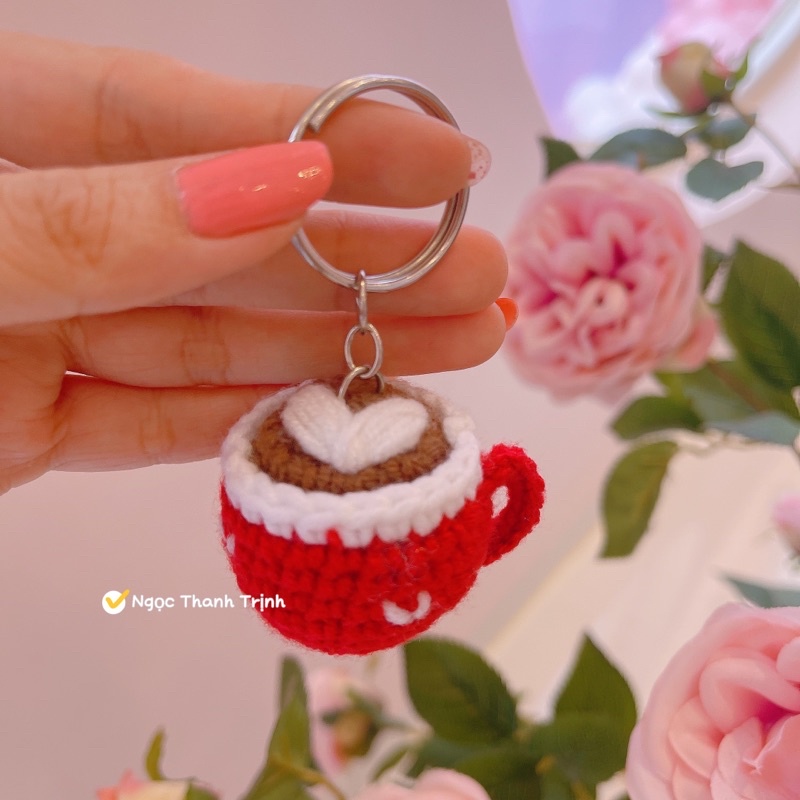 Móc khoá len tách cafe, Quà tặng 🎁 handmade, móc khoá cute