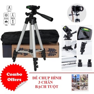 Combo giá đỡ 3 chân đế chụp hình tripod 3110 + đế chụp hình 3 chân bạch tuột