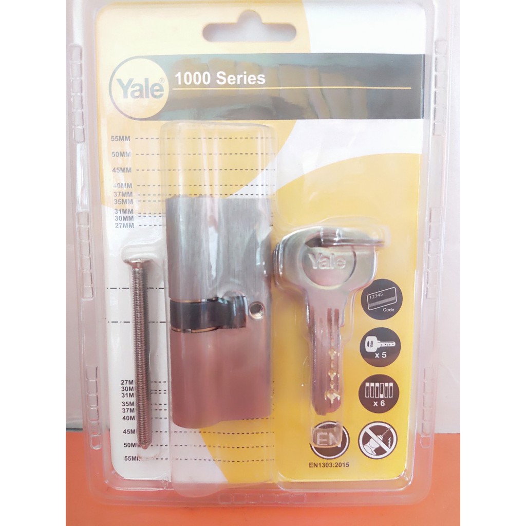 RUỘT KHÓA CAO CẤP YALE 2 ĐẦU CHÌA INOX MỜ - THƯƠNG HIỆU ASSA ABLOY - CHÌA VI TÍNH CHỐNG TRỘM