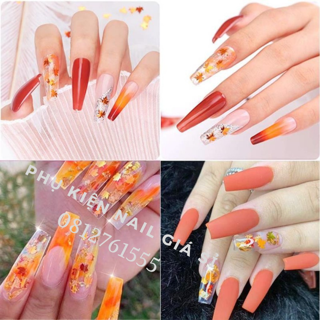 Nhũ lá phong ẩn nail trang trí móng